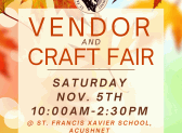 Come to our Vendor Fair, Saturday Nov. 5th!